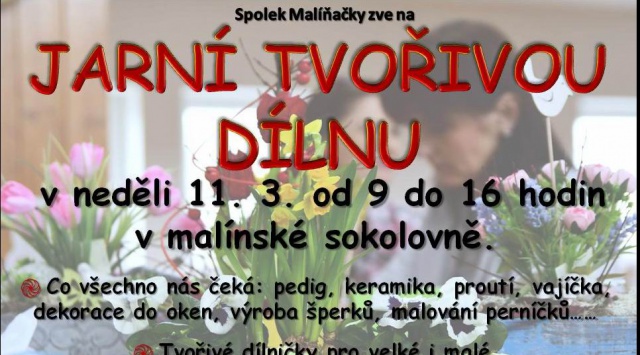 Jarní tvoření se Spolkem Malíňačky již v neděli 11. března v malínské sokolovně